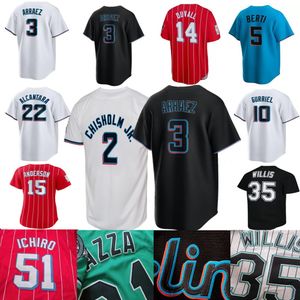 S-4XL personnalisé 8 Andre Dawson 2 Jazz Chisholm Jr. Maillot de baseball 22 Sandy Alcantara Miguel Rojas 16 Jose Fernandez 12 Jorge Soler 5 Jon Berti 15 Brian Anderson