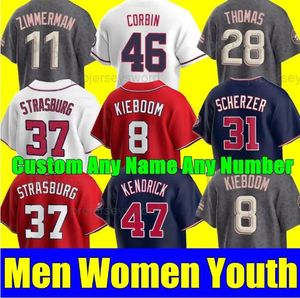 Custom S-4XL Stephen Strasburg Jersey CJ Abrams Trevor Williams Jeimer Candelario Jeter Downs Luis Garcia Carter Kieboom Corey Dickerson Riley Adams Joey Meneses