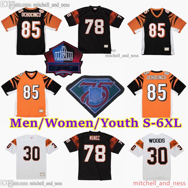 Personnalisé S-6XL 1967-1999 Football de retour 7 Boomer Esiason Jersey Throwback Stitch 78 Anthony Munoz 85 Chad Ochocinco 30 Ickey Woods 14 Ken Anderson 13 Ken Riley