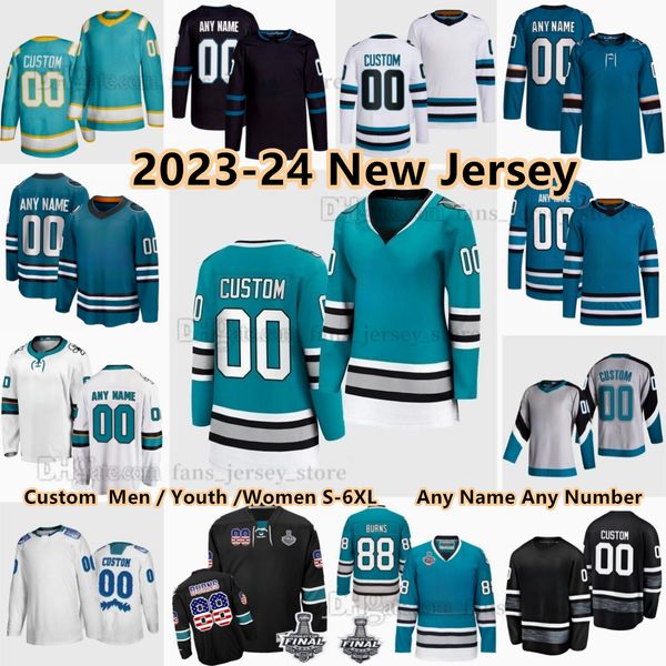 Maillot de hockey universitaire personnalisé S-6XL saison 2023-24 62 Kevin Labanc Brent Burns Logan Couture Tomas Hertl Mario Ferraro Erik Karlsson Nick Bonino Nico Sturm Marleau