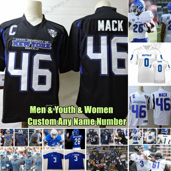 Maillots de football universitaire personnalisés S-6XL Buffalo Bulls Khalil Mack Shaun Dolac Cole Snyder Mike Washington Ron Cook Jr. Williams Jamari Gassett N'importe quel maillot de numéro de nom