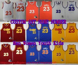 Personnalisé S-6XL Classique Vintage Lebron 2013-2017 Basketball 23 James Jersey Rétro Rouge Bleu Orange Blanc James Chemises de sport respirantes