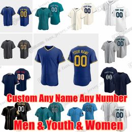 Maillot de baseball personnalisé S-6XL Ichiro Suzuki Luis Castillo Edgar Martinez Kyle Lewis Julio Rodriguez Ken Griffey Jr Matt Brash Diego Castillo Jose Caballero