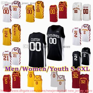 Aangepaste S-6XL Iowa State Cyclones 10 Keshon Gilbert basketbalshirt 3 Tamin Lipsey 22 Milan Momcilovic Curtis Jones Tre King Robert Jones Hason Ward gestikte truien