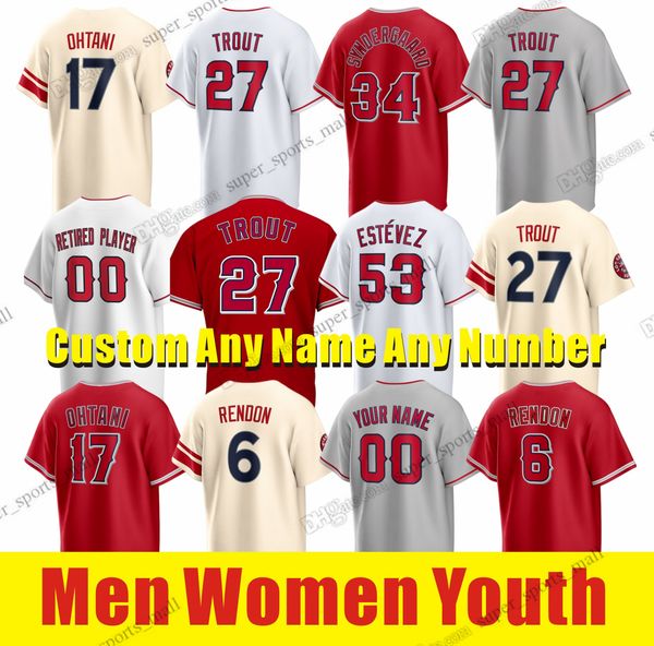 Custom S-6XL Mike Trout Shohei Ohtani Jersey de béisbol Anthony Rendon Carlos Estevez Brandon Drury Aaron Loup Matt Moore Brett Phillips José Quijada Tyler Anderson