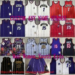 Custom S-6xl Throwback 1998-99 Basketball 15 VINCARTER JERSEY RETRO Vintage Classic 1 TracymCrady Jerseys Purple blanc noir respirant Sports