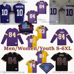 Aangepaste S-6XL Klassiek Vintage voetbal 10 Fran Tarkenton Jersey Throwback 1961-1999 Stitch 70 Jim Marshall 64 Randall McDaniel 81 Carl Eller 73 Ron Yary Tingelhoff