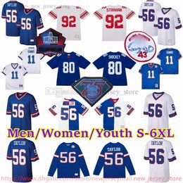 Personalizado S-6XL Retroceso 1925-1999 11 Phil Simms Jersey Stitch 53 Harry Carson 56 Lawrence Taylor 58 Carl Banks 89 Mark Bavaro 79 Rosey Brown Eli Manning Jerseys