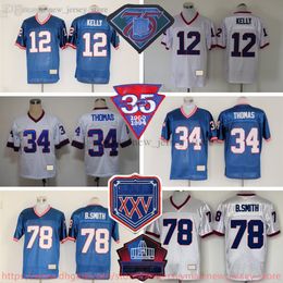 Aangepaste S-6XL Throwback 1960-1999 voetbal 12 Jim Kelly Jersey Stitch 58 Mike Stratton 76 Fred Smerlas 56 Darryl Talley 97 Cornelius Bennett Steve Tasker Jerseys