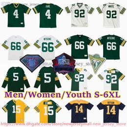 Aangepaste S-6XL Throwback 1919-1999 voetbal 12 Aaron Rodgers Jersey Stitch 4 Brett Favre 75 Forrest Gregg 14 Don Hutson Willie Wood Paul Hornung Charles Woodson Jerseys