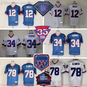 Personalizado S-6XL Retroceso 1960-1999 Fútbol 12 Jim Kelly Jersey Stitch 58 Mike Stratton 76 Fred Smerlas 56 Darryl Talley 97 Cornelius Bennett Steve Tasker Jerseys