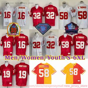 Personnalisé S-6XL Throwback 1960-1999 Football 19 Joe Montana Jersey Stitch 32 Marcus Allen 31 Priest Holmes 68 Will Shields 18 Emmitt Thomas 89 Otis Taylor Vintage Priest