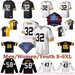 Aangepaste S-6XL Throwback 1933-1999 voetbal 23 Mike Wagner Jersey Stitch 83 Heath Miller 33 Merril Hoge 20 Rocky Bleier 58 Jack Lambert Joe Greene Antonio Brown Jerseys