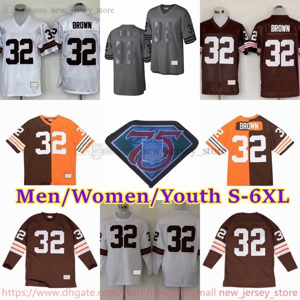 Personnalisé S-6XL Throwback 1946-1999 Football 32 Jim Brown Jersey Stitch 19 Bernie Kosar 14 Otto Graham 21 Eric Metcalf 73 Joe Thomas 76 Lou Groza Leroy Kelly Ozzie Newsome