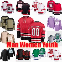 Custom S-6XL Movie College Hockey viste Jersey bordado 37 Andrei Svechnikov 11 Jordan Staal 20 Sebastian Aho 76 Brady Skjei Frederik Andersen Brent Burns Jerseys