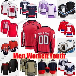 Custom S-6XL Movie College Hockey viste Jersey 35 Henrik Lundqvist 8 Alex Ovechkin 77 T.J. Oshie 19 Nicklas Backstrom 92 Evgeny Kuznetsov 27 Alexander Alexeyev 28 Brown