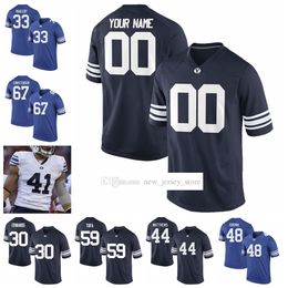 Maglie da calcio personalizzate S-6XL NCAA BYU College Cougars 78 Kingsley Suamataia 12 Puka Nacua 3 Chaz Ah You 18 Gunner Romney 2 Christopher