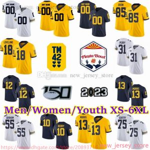 Custom S-6XL NCAA Michigan Wolverines College Football gestikte Jerseys 75 Andrew Gentry 55 Mason Graham 30 Jimmy Rolder 13 Tyler Morris 31 Jalen Perry 18 Eyabi Okie