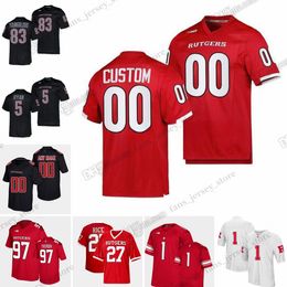 Custom S-6XL NCAA Rutgers Scarlet Knights voetbalshirt Powell Gavin Wimsatt Evan Simon Sean Ryan Aaron Young Mike Tverdov Ray Rice Eric LeGrand Anthony Raheem