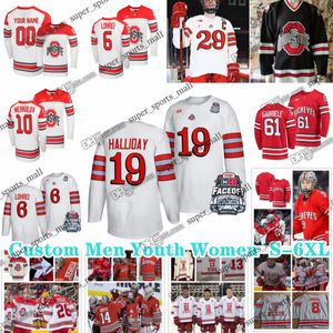 Custom S-6XL Ohio State Buckeyes Hockey Jersey 16 Quinn Preston 29 Gustaf Westlund 61 Grant Gabriele Mason Lohrei Mark Cheremeta Travis Treloar William Smith Gordon