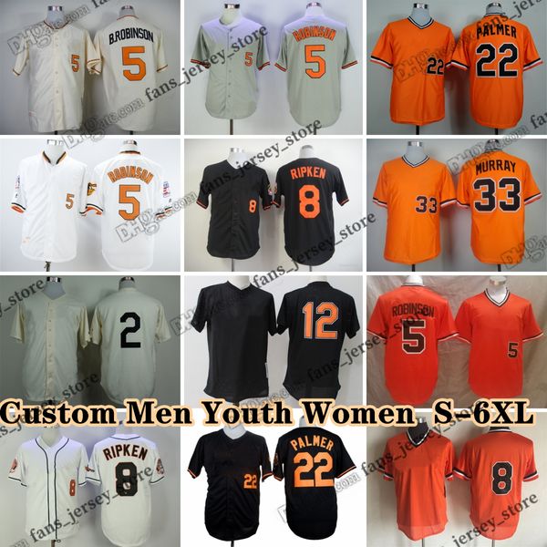 Baseball rétro personnalisé S-6XL 8 Cal Ripken 1983 Jersey 2 Jj Hardy 1954 25 Rafael Palmeiro 1998 5 Brooks Robinson15 Hoyt Wilhelm 1960 17 Bj Surhoff 2000 6 Jonathan Schoop