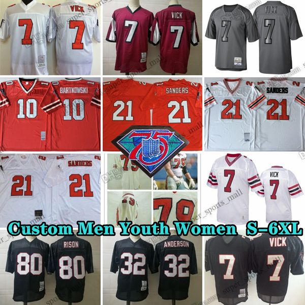 Custom S-6xl Throwback 7 Michaelvick Football Jerseys 21 DeIonders 97 Gradyjarrett 70 JAKEMATTHEWS 10 Stevebartkowski 80 Andrerison 95 Jonathanbabineaux