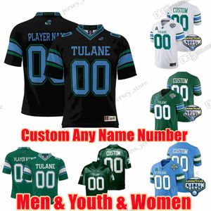 Aangepaste S-6XL Tulane Green Wave College Football Michael Pratt Dorian Williams Patrick Jenkins Devin Brumfield Ibieta Iverson Celestine Elke naam nummer truien