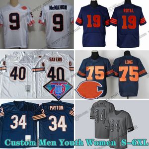 Custom S-6xl Vintage Football Jerseys 34 Walterpayton 40 Galesayers 50Singletary 51butkus 54 Brianurlacher 72 Perryhampton Eddieoyal Cousued Jersey Ajouter un patch