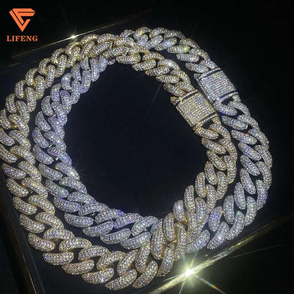 Custom S925 Sliver 9K 14K 18K Gold massif glacé Iced Out Cuban Link Chain Moisanite Diamond Cuban Chain Collier