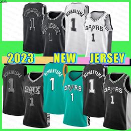 Custom San Antonio''Spurs''New Basketball Jersey Mens Youth Kids 2023 1 Victor Wembanyama 451 hombres mujeres jóvenes niños poliéster sin mangas deporte