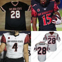 Aangepaste San Diego State Aztecs voetbalshirt 68 Myles Cheatum 65 Cameron Thomas 45 Jesse Matthews 9 Ryan Agnew 28 Marshall Faulk College heren dames jeugd