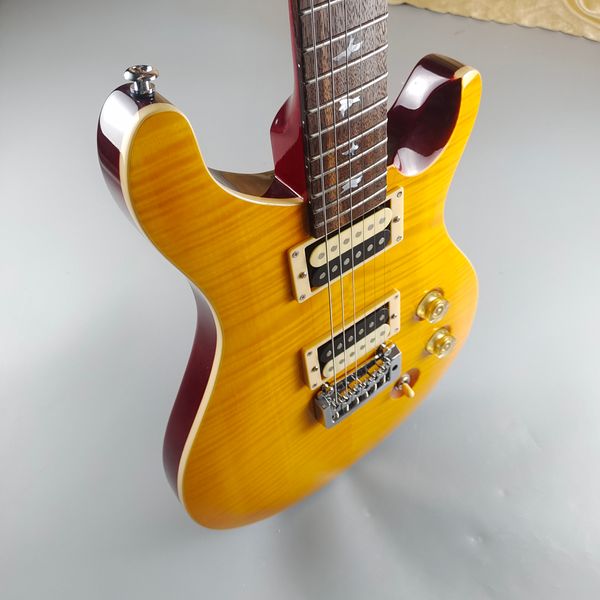 Custom Santana ll Santana Yellow Quilt Maple Top Guitar Reed Smith 22 trastes Guitarras eléctricas hechas en China