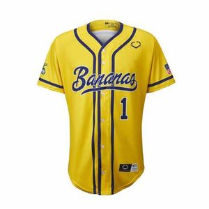 Savannah Bananas personnalisée Jersey de baseball couleur jaune blanc noir maillot muti