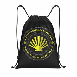 Custom Scallop Shell Camino De Santiago Trekkoord Tassen voor Training Yoga Rugzakken Vrouwen Mannen Pilgrim Lopen Sport Gym Sackpack f9mi #