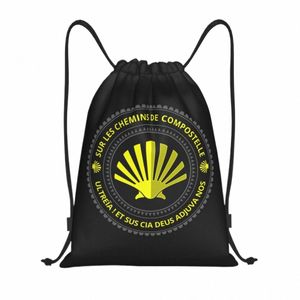 Custom Scallop Shell Camino De Santiago Sacs à cordon pour la formation Yoga Sacs à dos Femmes Hommes Pilgrim Walk Sports Gym Sackpack f9mi #