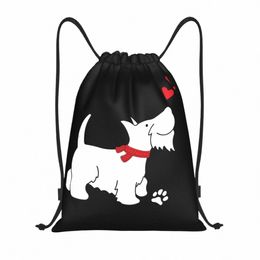 Custom Scottish Terrier Love Sacs à dos avec cordon de serrage Hommes Femmes Léger Scottie Dog Gym Sports Sackpack Sacs pour Yoga 90BQ #