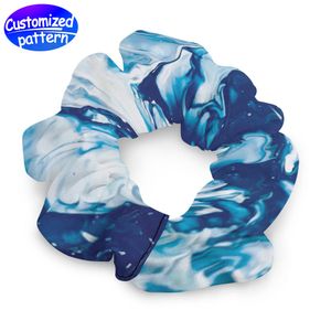 Chouchou personnalisé motif HD Cravate élastique en satin lisse pour cheveux Tempérament simple Mode polyvalent adapté à toutes les coiffures 95 % polyester + 5 % élasthanne 69 g bleu