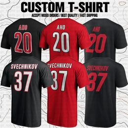 Camisetas personalizadas de la marca Sebastian Aho Andrei Svechnikov Brent Burns Seth Jarvis USA Hockey Club Fans