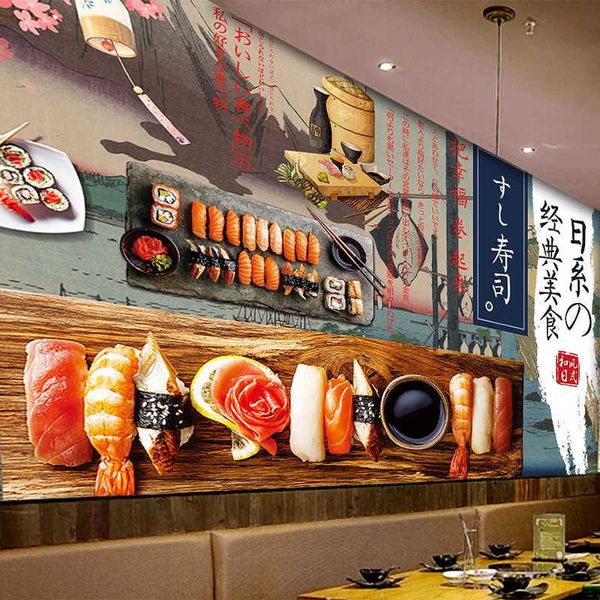 Papel tapiz Mural autoadhesivo personalizado, impermeable, estilo japonés 3D, Fondo De restaurante De Sushi, decoración De pared, pegatina De Papel De pared