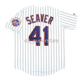 Custom Naaien Tom Seaver New York Home White Jersey W / Team Patch Mannen Dames Jeugd Baseball Jersey XS-6XL