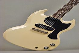 Custom SG junior 1965 Polaris White Electric Guitar Single Coil noir P90 Pickup Chrome Hardware Black Pickguard Dot Fingerboa7382957