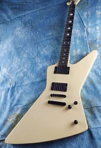 Guitarra eléctrica con forma personalizada, caoba, blanco lechoso, pastilla activa EMG brillante disponible