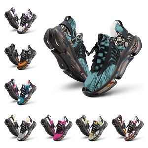 Chaussures personnalisées bleu blanc noir bricolage élastique personnalisé hommes chaussures de course baskets baskets de sport taille nous 5-12