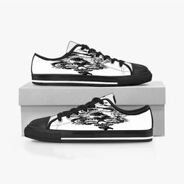 Aangepaste schoenen klassiek canvas low gesneden skateboard casual drievoudige zwarte acceptatie aanpassing UV printen lage heren dames sport sneakers ademende kleur 7x