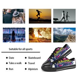Aangepaste schoenen klassiek canvas low gesneden skateboard casual drievoudige zwarte acceptatie aanpassing UV printen lage heren dames sport sneakers ademende kleur 454