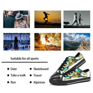 Aangepaste schoenen klassiek canvas low gesneden skateboard casual drievoudige zwart acceptatie aanpassing uv printen lage heren dames sport sneakers ademende kleur 134