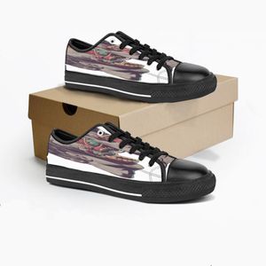 Aangepaste schoenen klassiek canvas low gesneden skateboard casual drievoudige zwarte acceptatie aanpassing UV printen lage heren dames sport sneakers ademende kleur 415