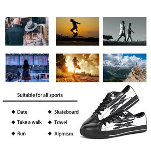 Aangepaste schoenen klassiek canvas low gesneden skateboard casual drievoudige zwarte acceptatie aanpassing UV printen lage heren dames sport sneakers ademende kleur 768