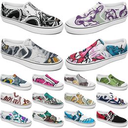 Zapatos personalizados Zapatillas de lona sin cordones Zapatillas de deporte personalizadas Hombres Mujeres Azul Rojo Verde Clásico Personalizado Cómodo Zapatilla de plataforma baja color88