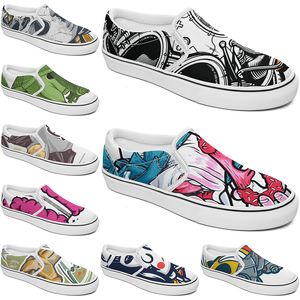 Chaussures personnalisées Slip-on Toile Chaussure Personnalisé Baskets Hommes Femmes Bleu Rouge Vert Classique Personnalisé Confortable Plate-Forme Basse Sneaker color29